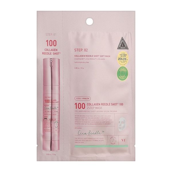 VT Cosmetics Collagen Reedle Shot 100 2step Mask Зміцнювальна двоетапна маска для обличчя з мікроголками та колагеном