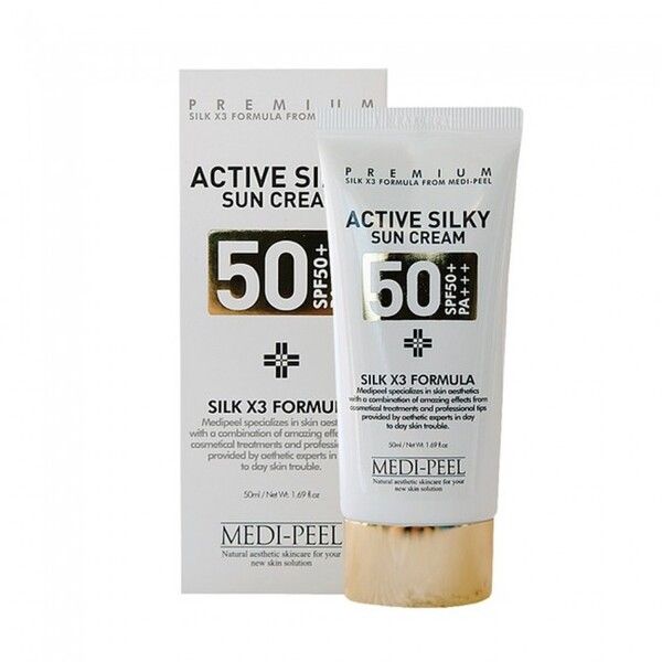 Medipeel Active Silky Sun Cream SPF50+ Сонцезахисний крем з комплексом пептидів та амінокислотами шовку