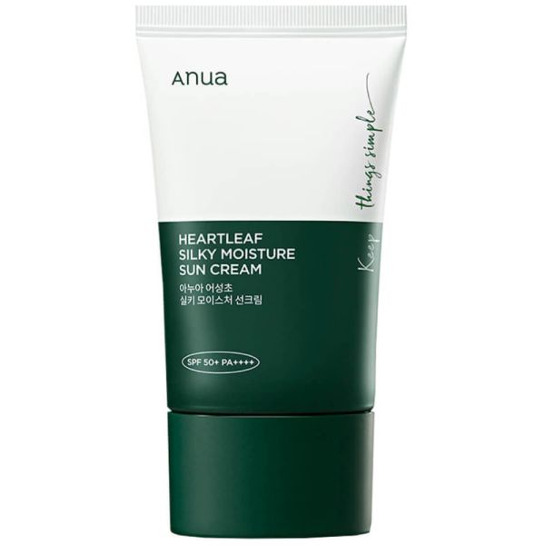 Anua Heartleaf Silky Moisture Sun Cream SPF50+PA++++ Заспокійливий сонцезахисний крем із хауттюйною