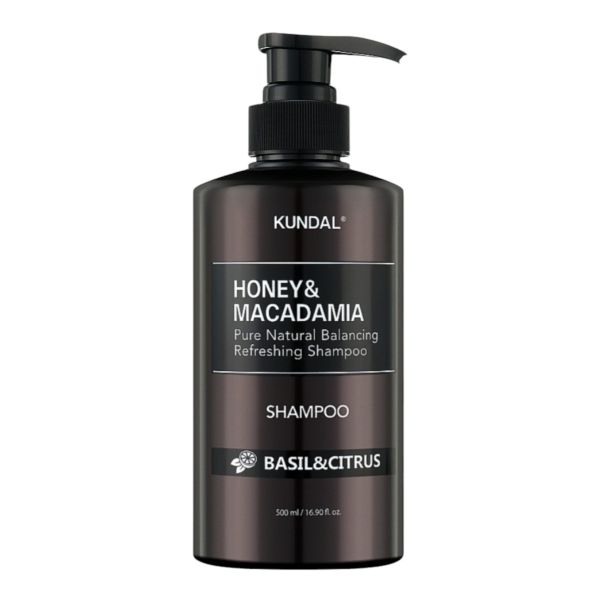 Kundal Honey & Macadamia Pure Natural Balancing Refreshing Shampoo Basil & Citrus Безсульфатний відновлюючий шампунь для пошкодженого волосся Базилік та Цитрус