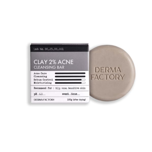 Derma Factory Clay 2% Acne Cleansing Bar Очищуючий засіб для жирної та проблемної шкіри 3 в 1