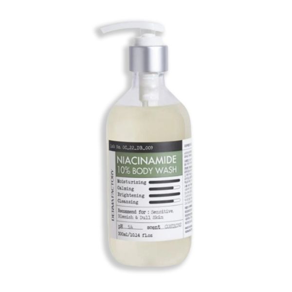Derma Factory Niacinamide 10% Body Wash Дерматологічний засіб для миття тіла з заспокійливою, бар'єрною та освітлювальною дією