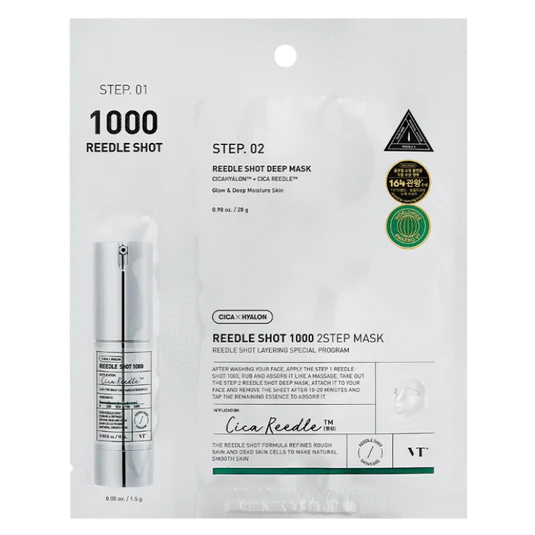 VT Cosmetics Reedle Shot 1000 2STEP Mask Двоетапна маска зі спікулами 1000 для інтенсивного оновлення шкіри