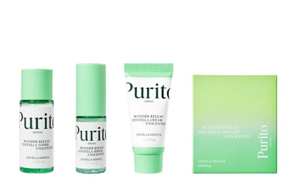 Purito Seoul Wonder Releaf Centella Mini Kit Unscented Набір мініатюр засобів з центеллою без олій