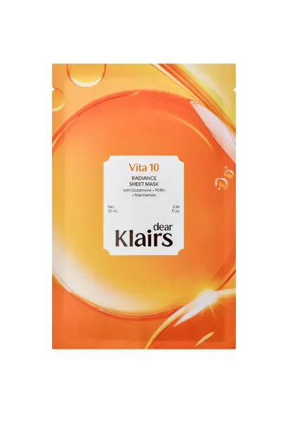 Dear, Klairs Vita 10 Radiance Sheet Mask Вітамінна тканинна маска для сяйва шкіри