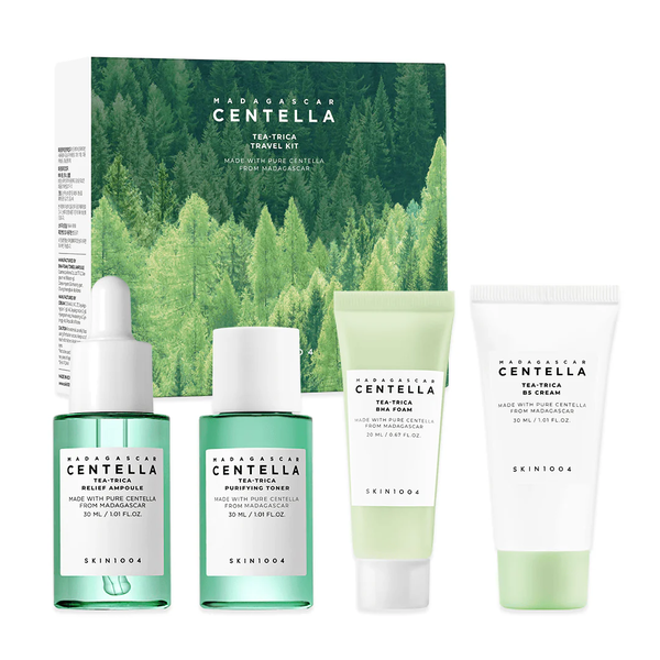 SKIN1004 Madagascar Centella Tea-Trica Travel kit Набір мініатюр для обличчя комплексного догляду за комбінованою, жирною та проблемною шкірою