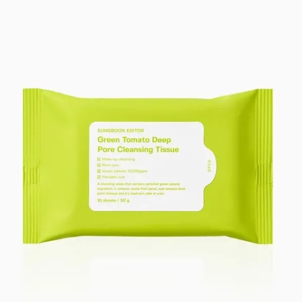 Sungboon Editor Green Tomato Deep Pore Cleansing Tissue Серветки очищуючі порозвужуючі для обличчя